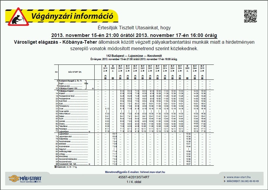 Pályakarbantartás novemberben