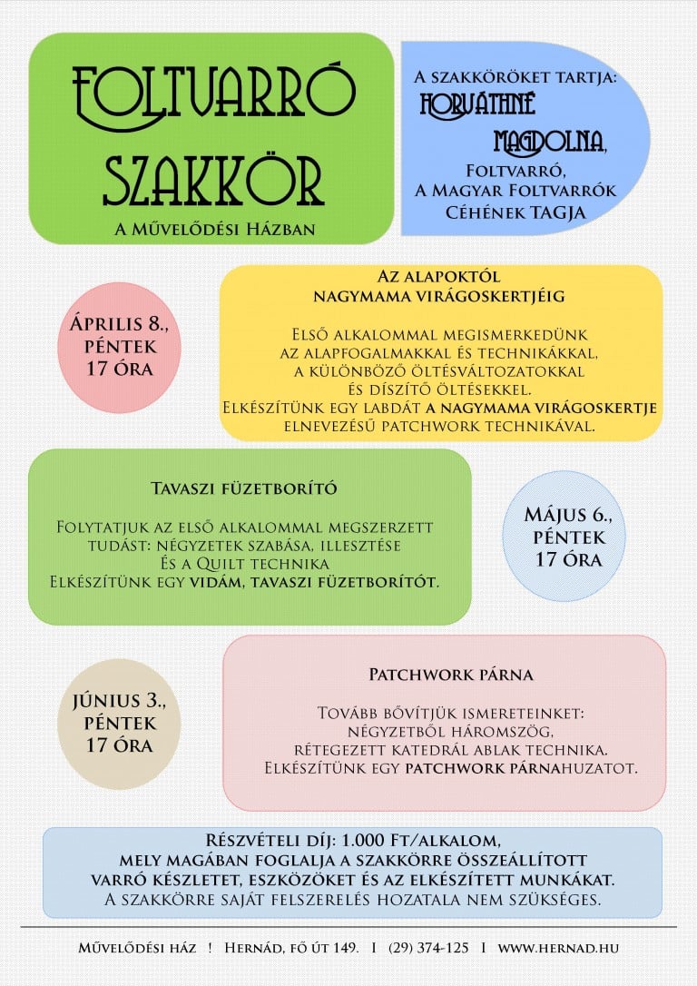 Foltvarró szakkör indul