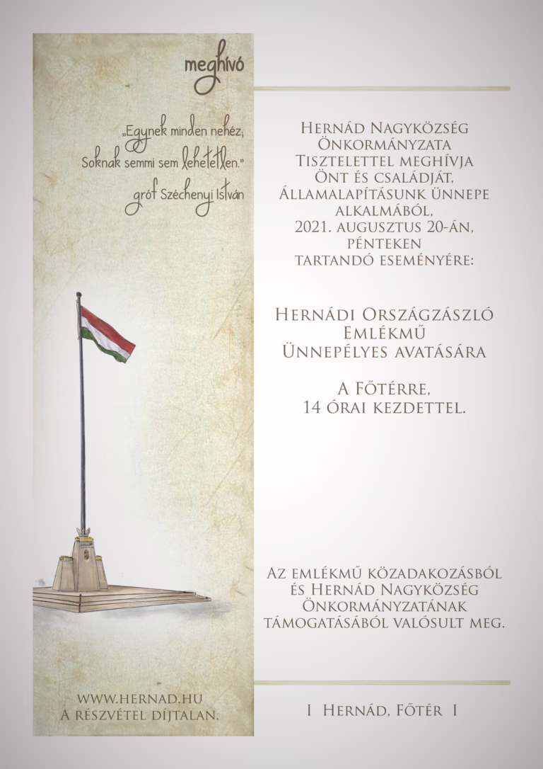 Emlékmű avatás augusztus 20-án