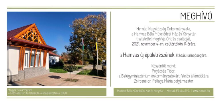 Átadják a Hamvas kibővített könyvtárát!