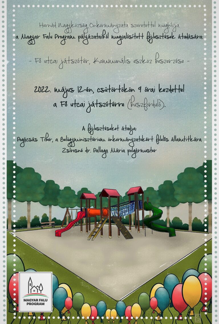 Meghívó a Fő utcai játszótér átadására (buszforduló)