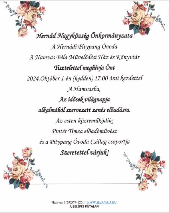 Meghívás idősek világnapi programra